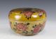 Very Unusual Antique Japanese Porcelain Covered Box Made To Imitate Lacquer Plates photo 2