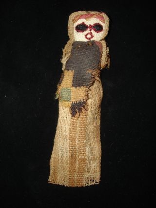 Great Ancient Mummy Cloth Doll From Peru Chancay Culture 1000ad photo