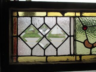 Antique American Stained Glass Transom Window 92 X 16 Architectural Salvage photo
