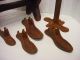Vintage Cobbler Cast Iron Shoe Anvil & 4 Forms And Bench Children Small Size Industrial Molds photo 1