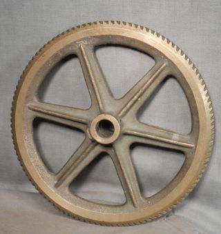 Vintage Modern Industrial Milled Bronze Cog Gear Wheel Machine Age Sculpture photo