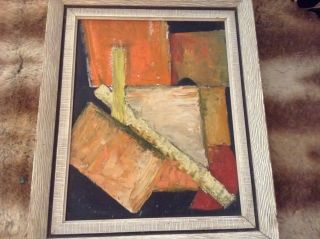 Mid - Century Modern Abstract Cubist Oil Painting By Aubrey Penny,  1958 photo