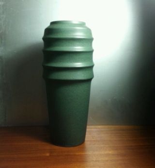 Vintage Tall Ikebana Vase Matte Green Glaze Japan Mcm Flower Star Mark Toyo Era photo