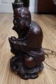 Antique Carved Wooden Buddha Figure Table Lamp - 37cm X 18cm Buddha photo 2
