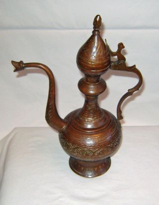 Vintage Copper Dallah Ibrik Jug Turkish Coffee Pot / Islamic Ewer photo