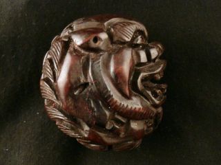 Fine 1950 ' S Japanese Boxwood Legendary Lion Head Hand Carved Netsuke photo