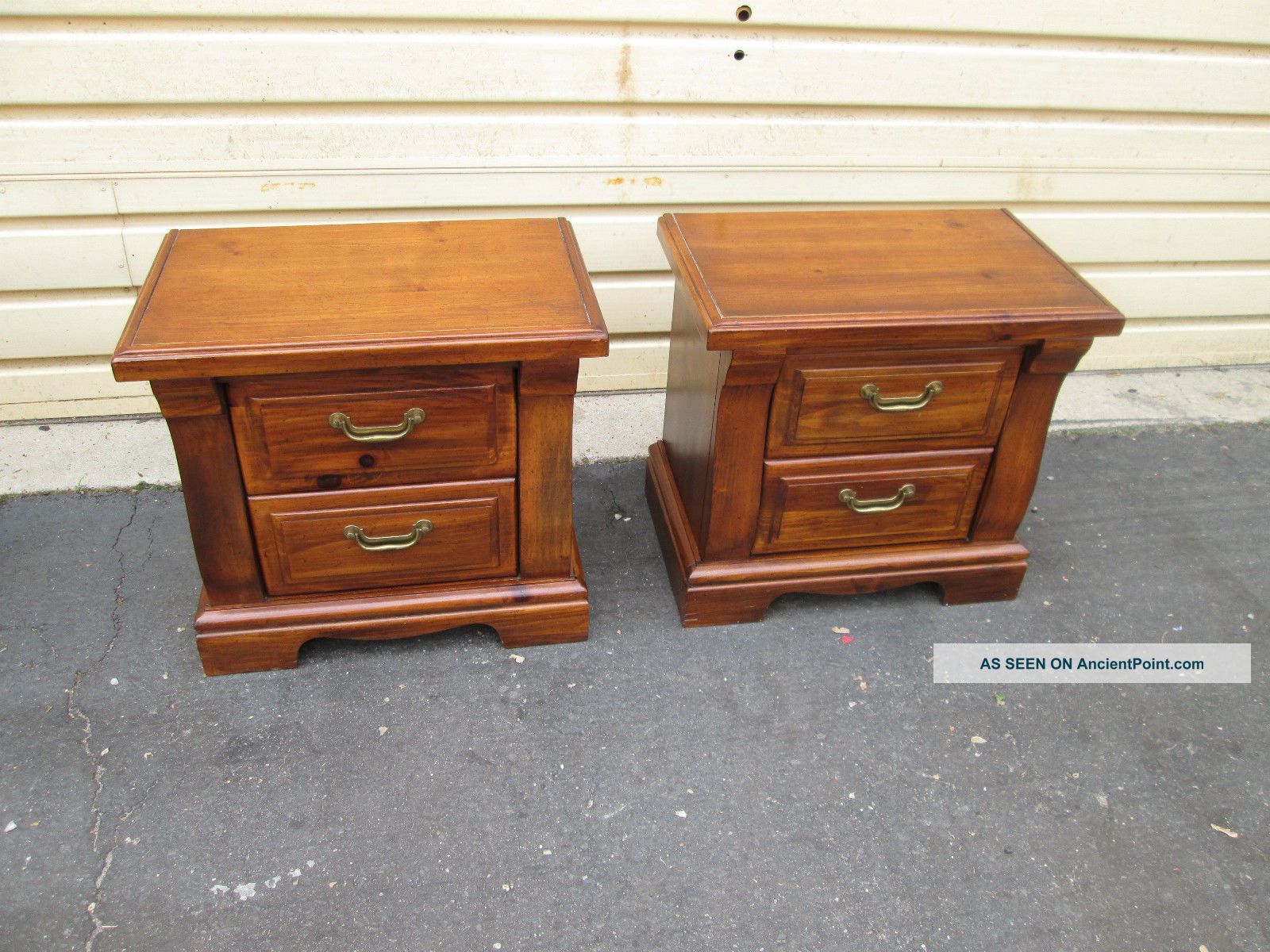 53639 Pair 2 Drawer Pine Nightstand End Tables Post-1950 photo