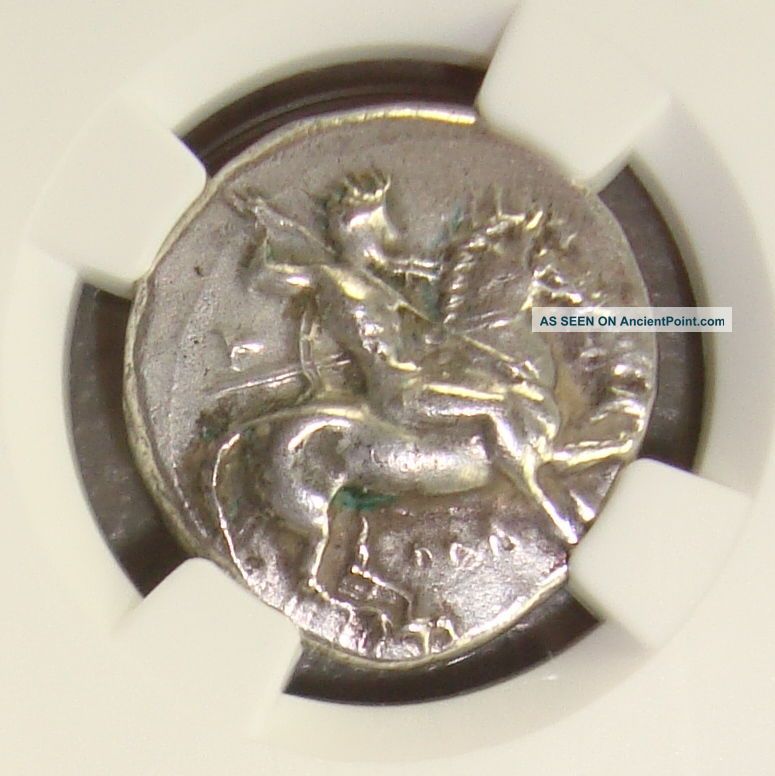 344 - 334 Bc Calabria,  Taras Ancient Greek Silver Didrachm Ngc Xf Fine Style Greek photo