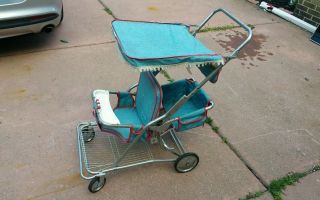 Rare Twin Double 2 Child Strolee / Taylor Tot Vintage Stroller Baby Chrome Euc photo