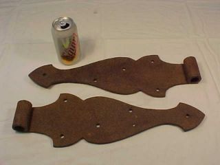 2 Large Heavy Vtg Ornate Barn Door Gate Hinges 17 ½ Inches Long photo