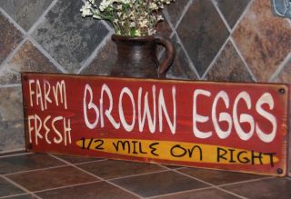 Primitive Sign Farm Fresh Brown Eggs Vintage Wood Sign Hand Painted photo