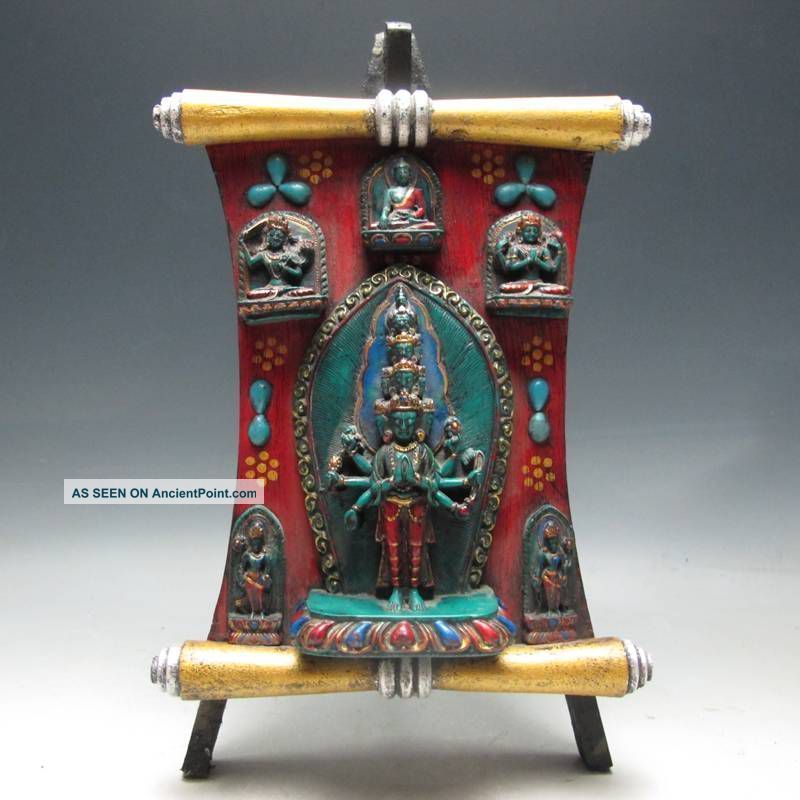 Old Tibet Tibetan Turquoise Senju Kwan - Yin Statue Other Antique Chinese Statues photo