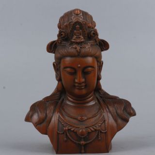 Very Fine Chinese Old Wood Carving Kwan - Yin Statue photo