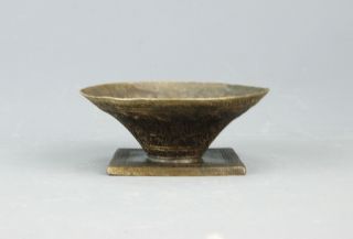 Antique Islamic Art Persian Ottoman Bronze Bowl Square Pedestal Incense Burner? photo