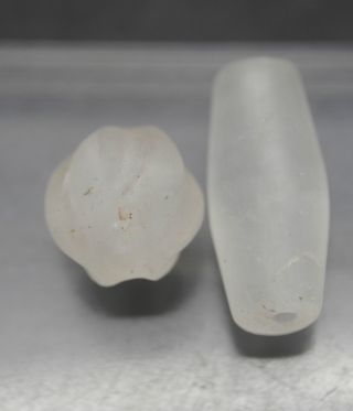 Two Ancient Egyptian Rock Crystal Polished Beads C.  500 Bc. photo
