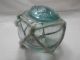 Vintage Glass Fishing Float Blue/green In Net Fine Spindle Mark 21 2 