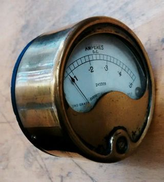 Antique Brass Electrical Gauge - Steampunk Meter Vintage Cool Decorative photo