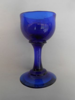 Early 20th C.  Freeblown Cobalt Blue Glass Pedestal Eye Bath/cup D photo