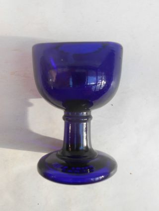 Early 20th C.  Cobalt Blue Glass Woods Barnsley Pedestal Eye Bath/cup photo