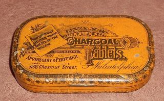 C1890 Antique Medicine Tin Evans ' Charcoal Tablets Evans Apothecary Philadelphia photo