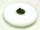 Antique Button Milk Glass W Brass Dog Head Escutcheon 1850s 1 & 1/8 
