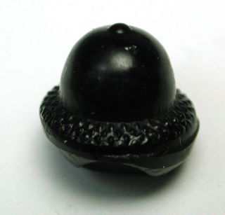 Antique Black Glass Button Realistic 3d Acorn Fun And Unusual photo