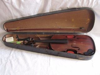 19th C.  Full Size Violin Pfretzchner,  Markneukirchen W/ Coffin Case & Bow photo