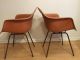 Herman Miller Charles Eames Salmon Fiberglass Covered Arm Shell Chairs Pair Post-1950 photo 1