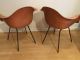 Herman Miller Charles Eames Salmon Fiberglass Covered Arm Shell Chairs Pair Post-1950 photo 2