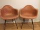 Herman Miller Charles Eames Salmon Fiberglass Covered Arm Shell Chairs Pair Post-1950 photo 7
