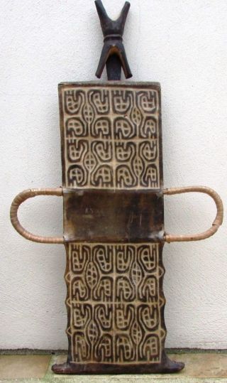African Bamileke Sword With Embossed Leather Scabbard photo