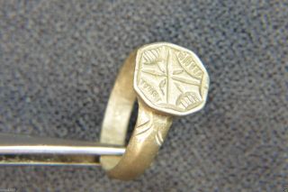 , Finely Engraved Ancient Early Christian Byzantine Bronze Ring photo