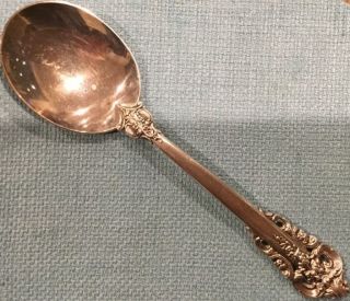 Wallace Sterling Silver Cream Soup Spoon,  1941,  Grande Baroque Old Hallmark, photo