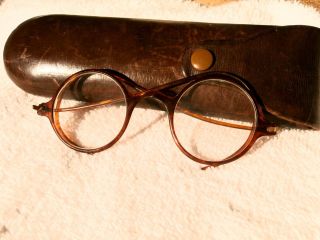 Faux Tortoise Shell Glasses In An All Leather Case (a.  Hawes & Son) 1900 - 10 photo
