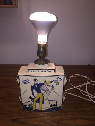Rare Vintage Robert Lallemant France Lamp La Belle Aventure Art Deco Signed photo