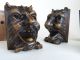 5 French Wood Carved Gothic Victorian Gargoyle Griffin Demon Devil Pediment Old Carved Figures photo 11