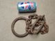 Vintage Hand Forged Blacksmith Chain Ring & Long Link ' An ' Decorative Primitive Hooks & Brackets photo 6