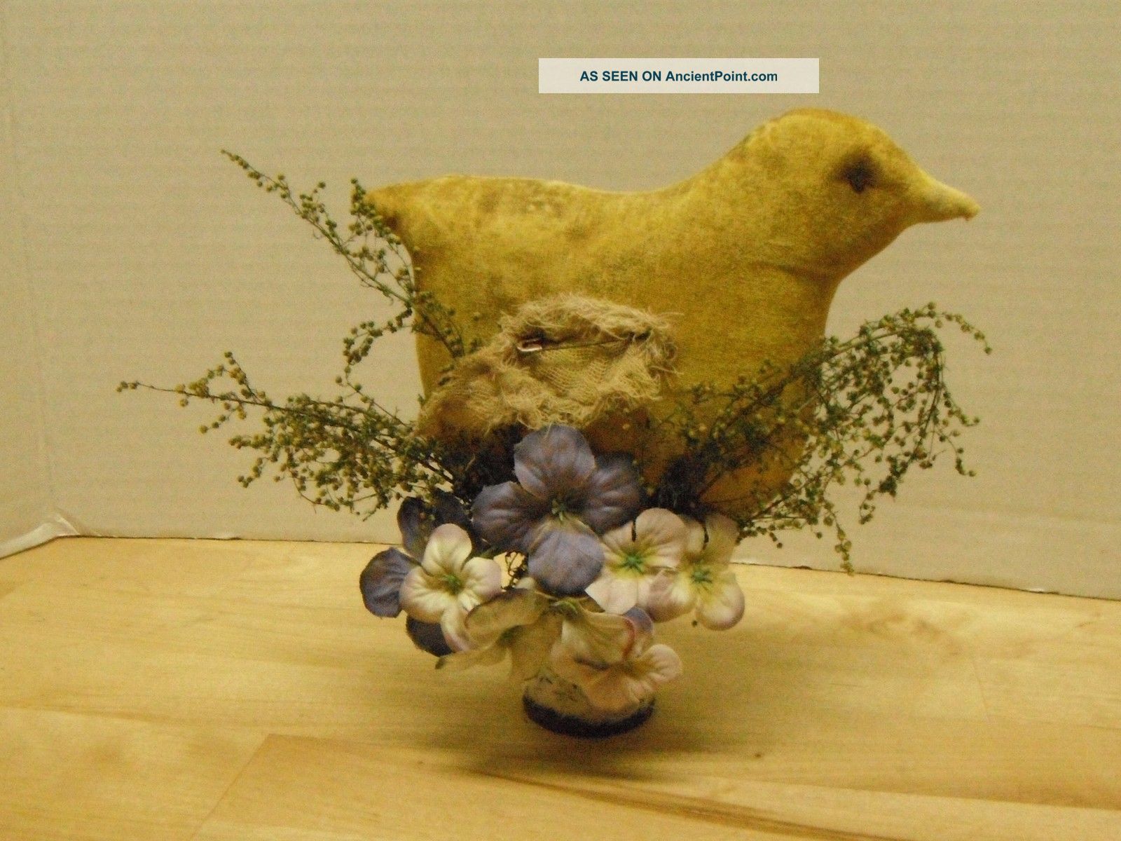 Primitive Spring Chick On Wood Spool For Spring Decor Primitives photo