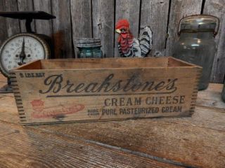 Vintage Advertising Dairy Farm Breakstone ' S Cream Cheese 5 Lbs Wood Box Crate photo