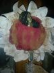 Gathering Of Primitive Handmade Grungy 14 X 10 Sunflower On Oak Base Bee Primitives photo 1