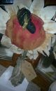 Gathering Of Primitive Handmade Grungy 14 X 10 Sunflower On Oak Base Bee Primitives photo 2