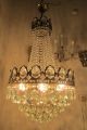 Antique Vnt French Huge Basket Style Crystal Chandelier Lamp 1940 ' S 16in Dmtr Chandeliers, Fixtures, Sconces photo 1