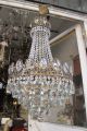 Antique Vnt French Huge Basket Style Crystal Chandelier Lamp 1940 ' S 16in Dmtr Chandeliers, Fixtures, Sconces photo 7