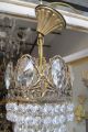 Antique Vnt French Huge Basket Style Crystal Chandelier Lamp 1940 ' S 16in Dmtr Chandeliers, Fixtures, Sconces photo 8
