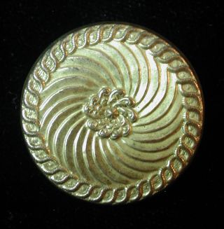 Antique 18th C Wood Back Button W/ Spiral Gilt / Brass Top photo