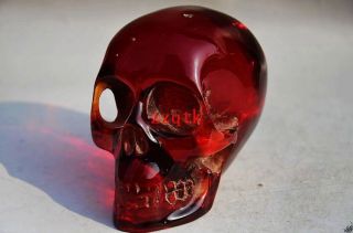 11.  5 Cm / China Decorative Craft Old Amber Carving Skull Sculpture Cx1377 photo