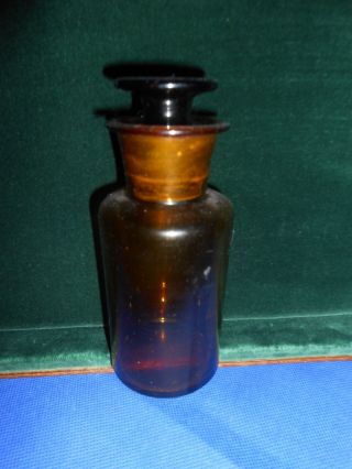 Bottle Antique Medicine Amber Glass Pharmacy 19 Century photo