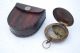 Antique Style Solid Brass Stanley London 1917 With Leather Case Compasses photo 4