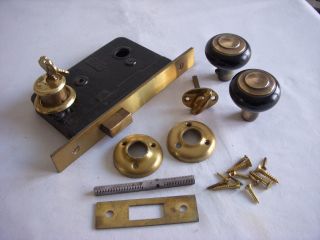 Vintage Nos Sargent Brass Mortise Lockset Keyed Dead Bolt Complete photo