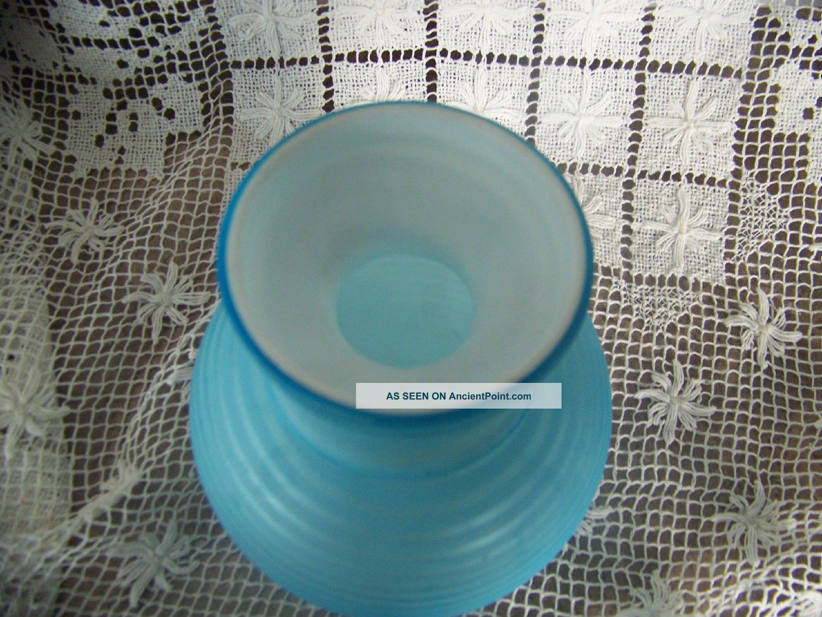 Antique Blue Satin Art Glass Cased Swirl Vase Vases photo